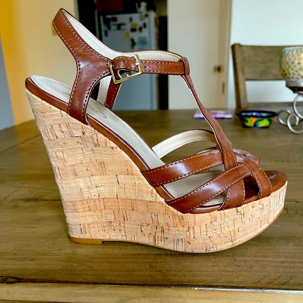 Aldo Strappy Leather Wedge Heels
